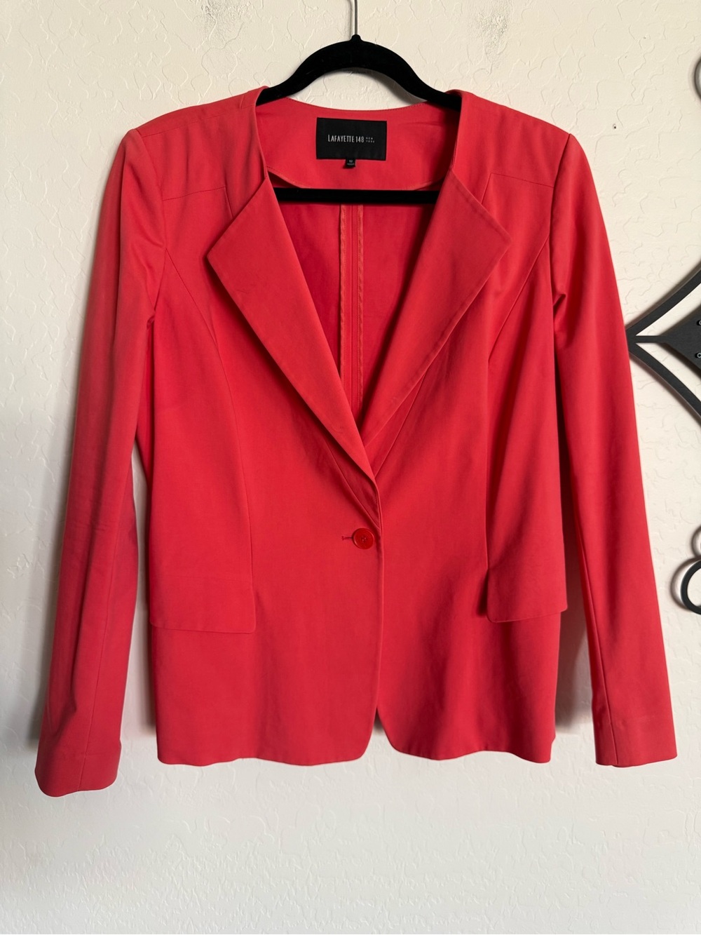 LAFAYETTE 148 New York Cutaway Women's Coral One-Button Blazer Jacket - 12
